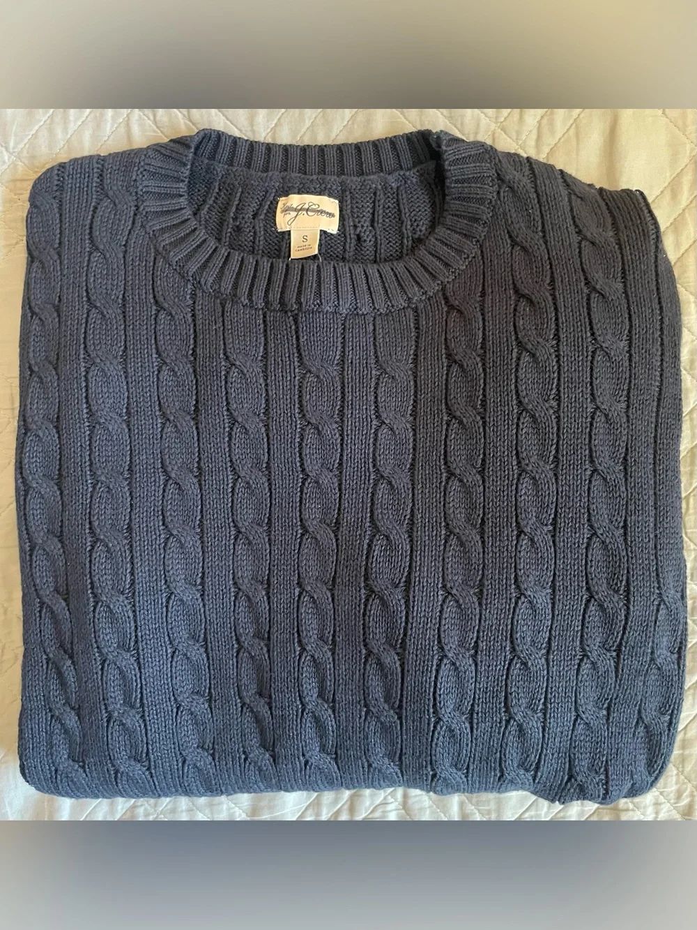 J.Crew Heritage cotton cable-knit sweater in Navy Size S $118 CO474